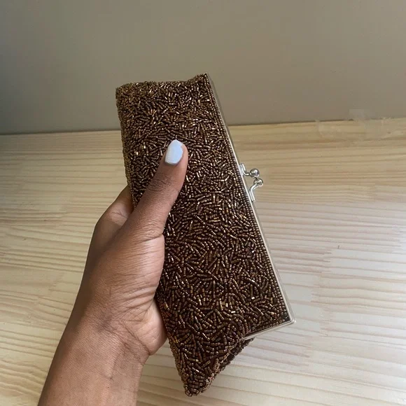 Elegant Brown Beaded Clutch - Picture 8 of 10